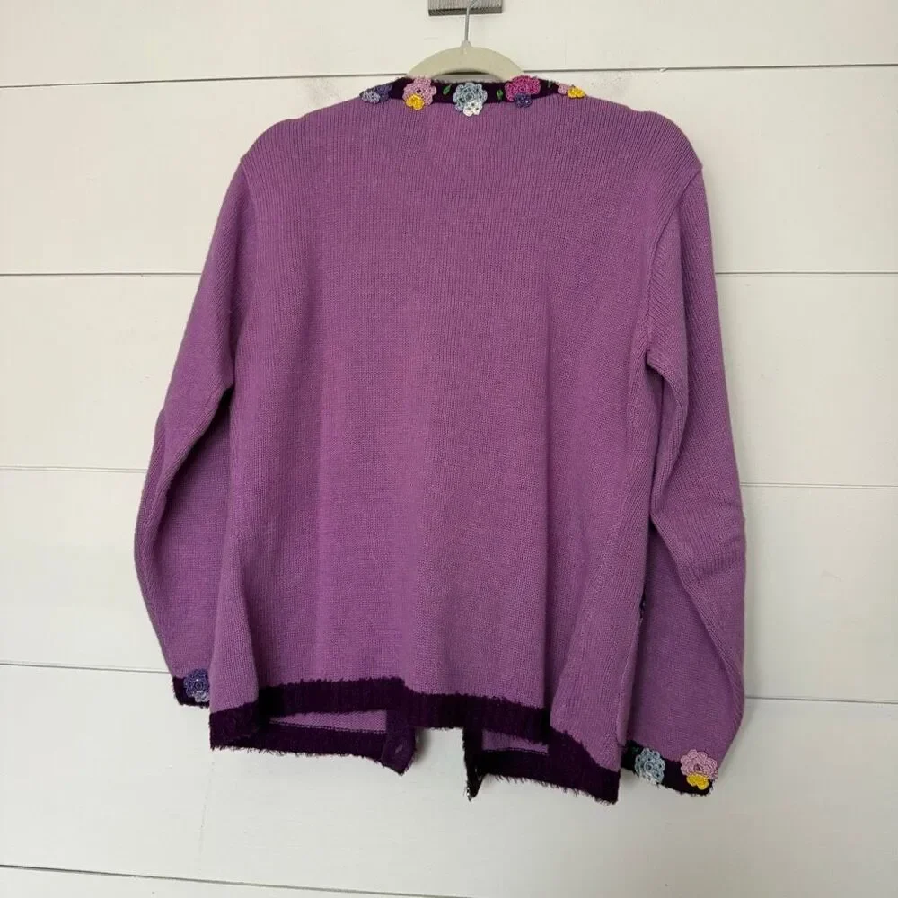 Storybook Knits Women’s Small Purple Enbroidered Cardigan Sweater - Picture 5 of 6